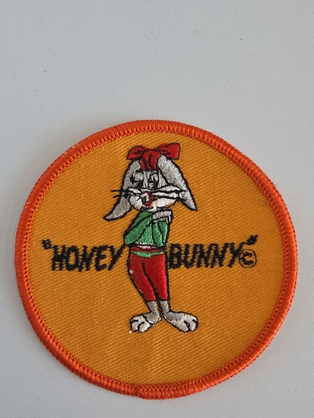 Vintage 1970's Looney Tunes " Honey Bunny" Orange 3" Embroidered Patch
